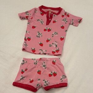 Strawberry Print Pink Kids Pajamas